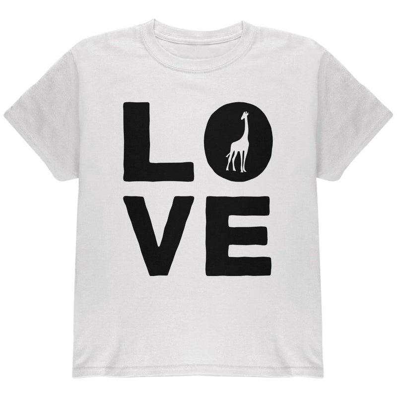 Giraffe Love Youth T Shirt Youth T-Shirts Old Glory YLG White
