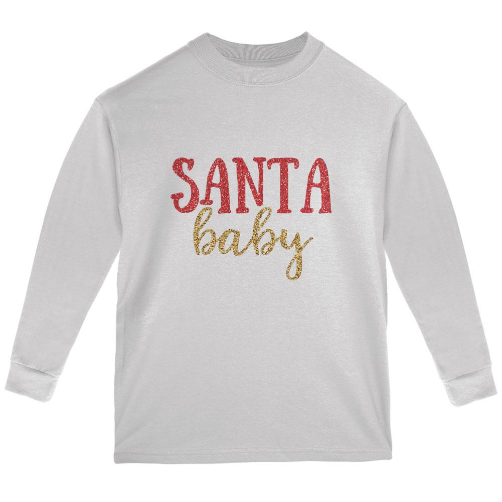 Christmas Santa Baby Youth Long Sleeve T Shirt Youth Long Sleeves Old Glory LG White