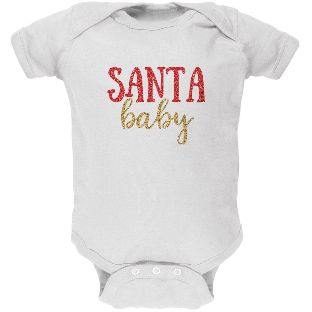 Christmas Santa Baby Soft Baby One Piece Baby One Piece Old Glory 12MO White