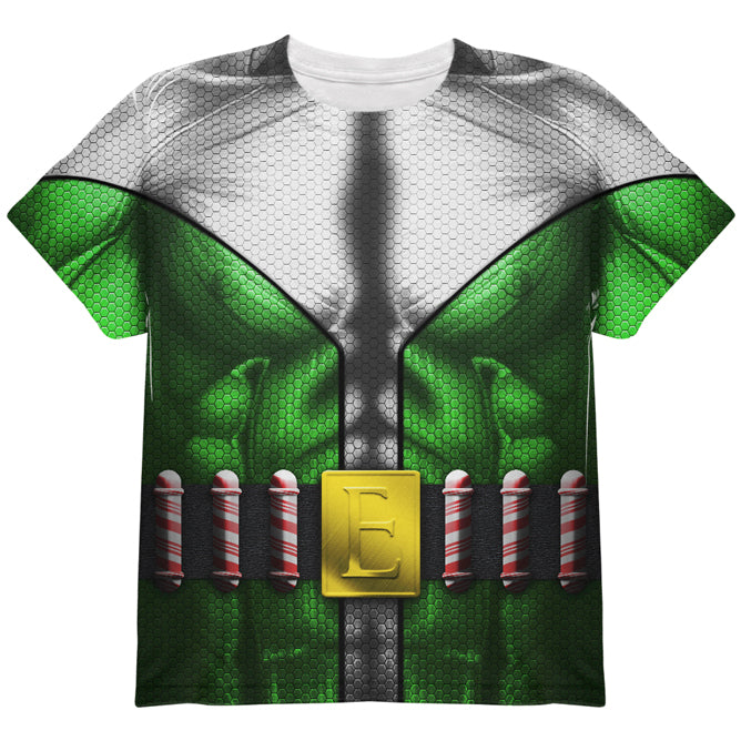Christmas Superhero Sidekick Elf Costume All Over Youth T Shirt Youth T-Shirts Old Glory YLG Multicolored