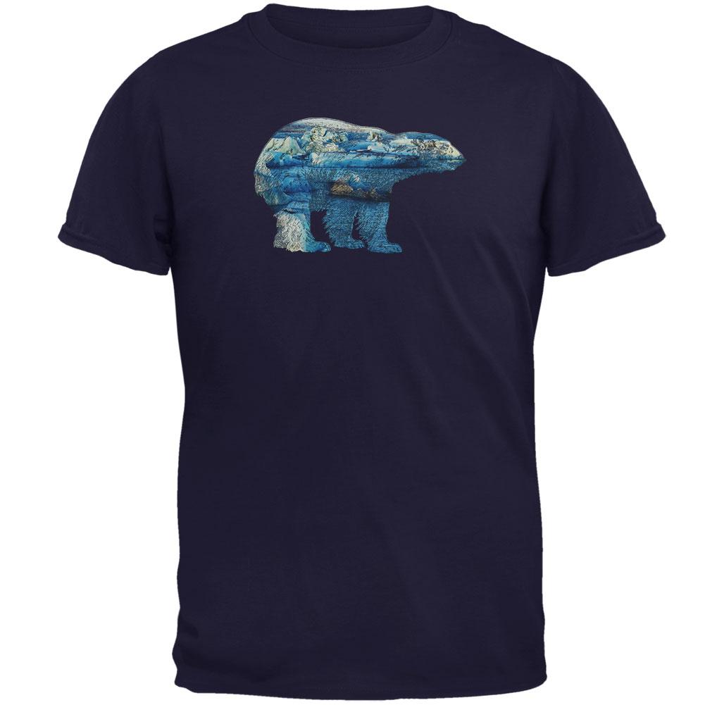 Polar Bear Iceberg Snow Caps Mens T Shirt Men's T-Shirts Old Glory 2XL Navy