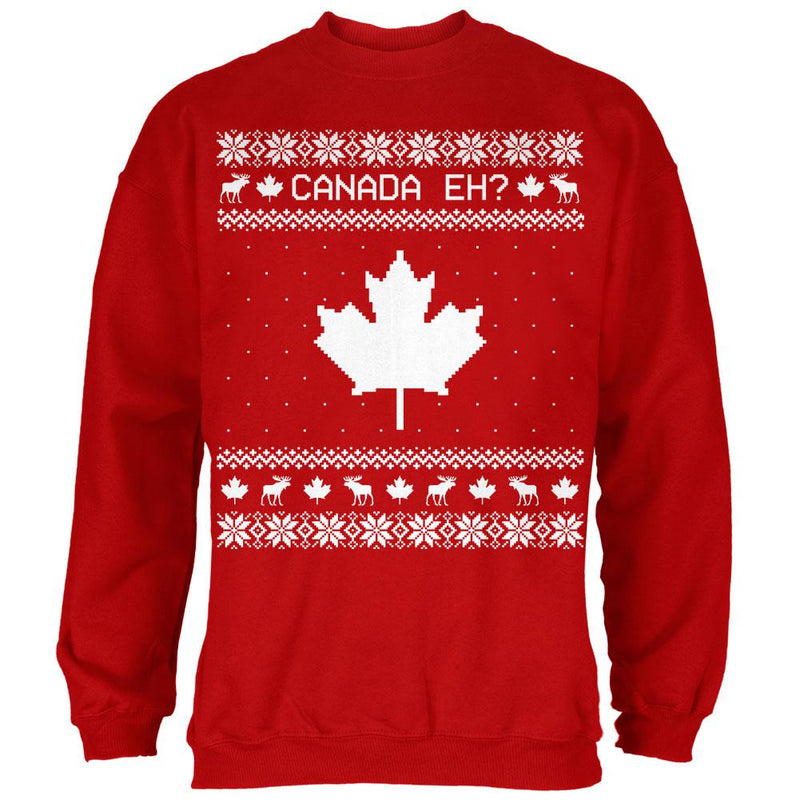 Canadian Canada Eh Ugly Christmas Sweater Mens Sweatshirt Men's Sweatshirts Old Glory SM Red
