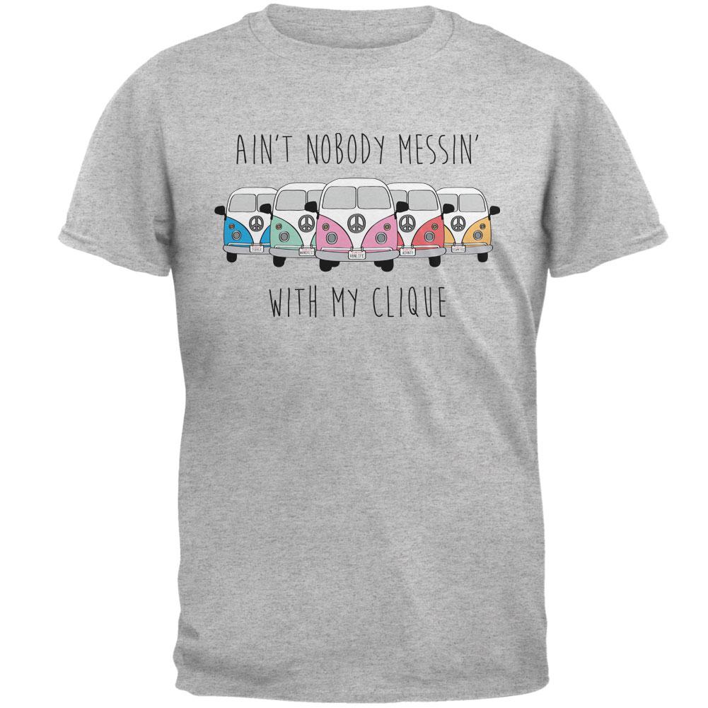 Hippie Van Ain't Nobody Messin' With My Clique Bus Camper Mens T Shirt Men's T-Shirts Old Glory 2XL Heather