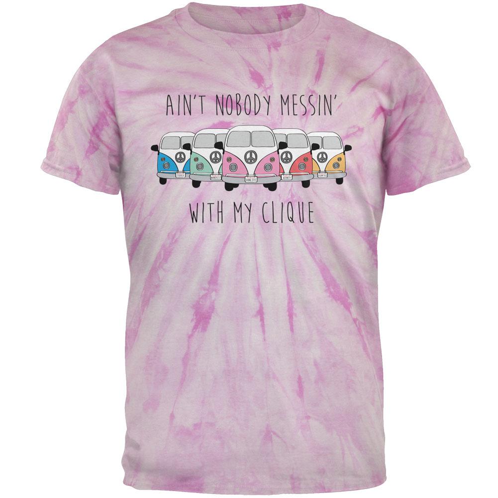 Hippie Van Ain't Nobody Messin' With My Clique Bus Camper Mens T Shirt Men's T-Shirts Old Glory 2XL Pinwheel Pink Tie Dye