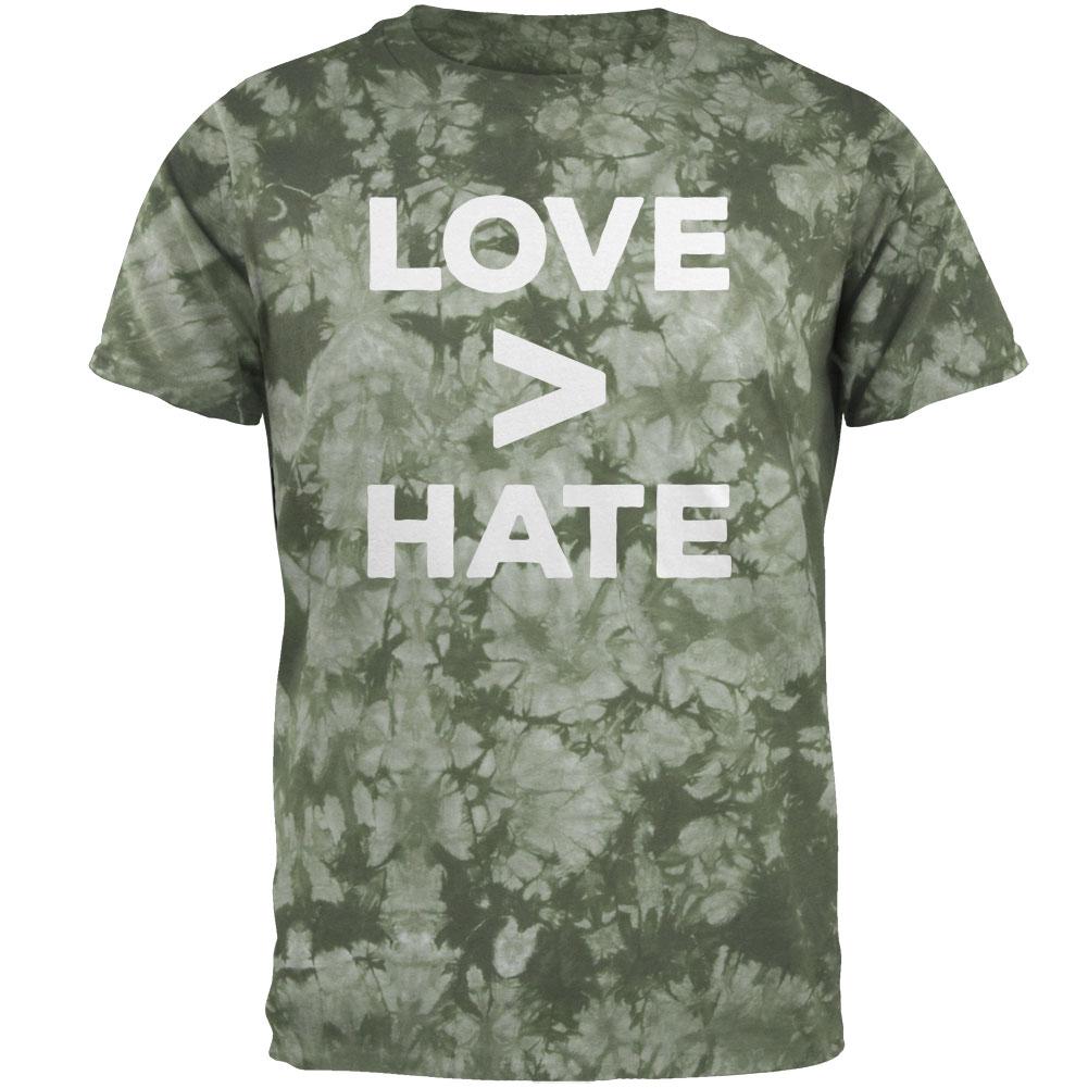 Activist Love is Greater Than Hate Mens T Shirt Men's T-Shirts Old Glory 2XL Crackle Moss Tie Dye