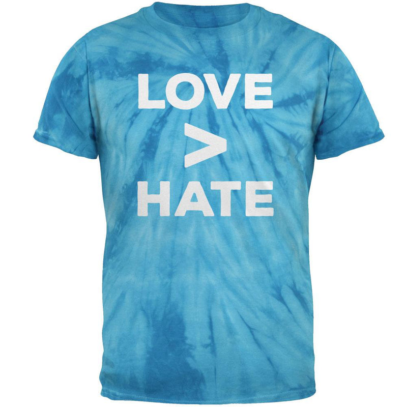 Activist Love is Greater Than Hate Mens T Shirt Men's T-Shirts Old Glory 2XL Pinwheel Blue Tie Dye