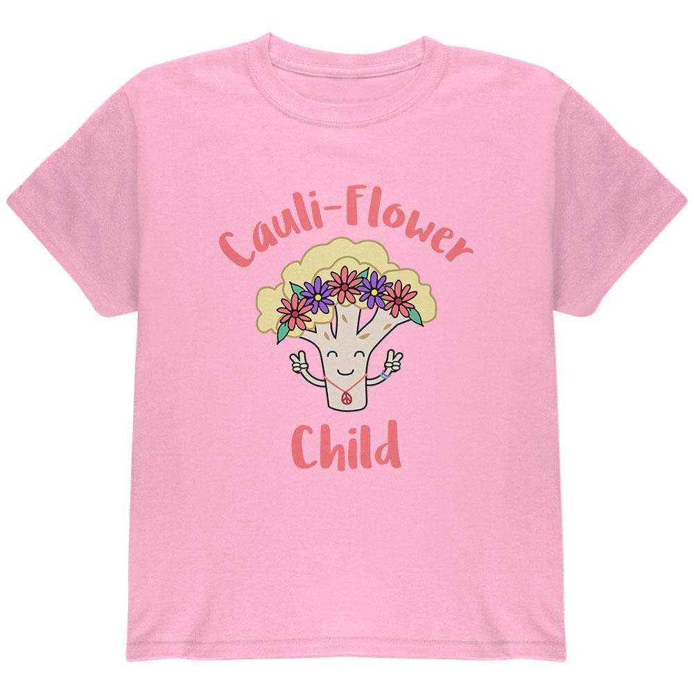 Vegetable Cauliflower Cauli-Flower Flower Child Funny Youth T Shirt Youth T-Shirts Old Glory LG Light Pink