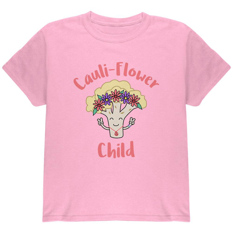 Vegetable Cauliflower Cauli-Flower Flower Child Funny Youth T Shirt Youth T-Shirts Old Glory LG Light Pink