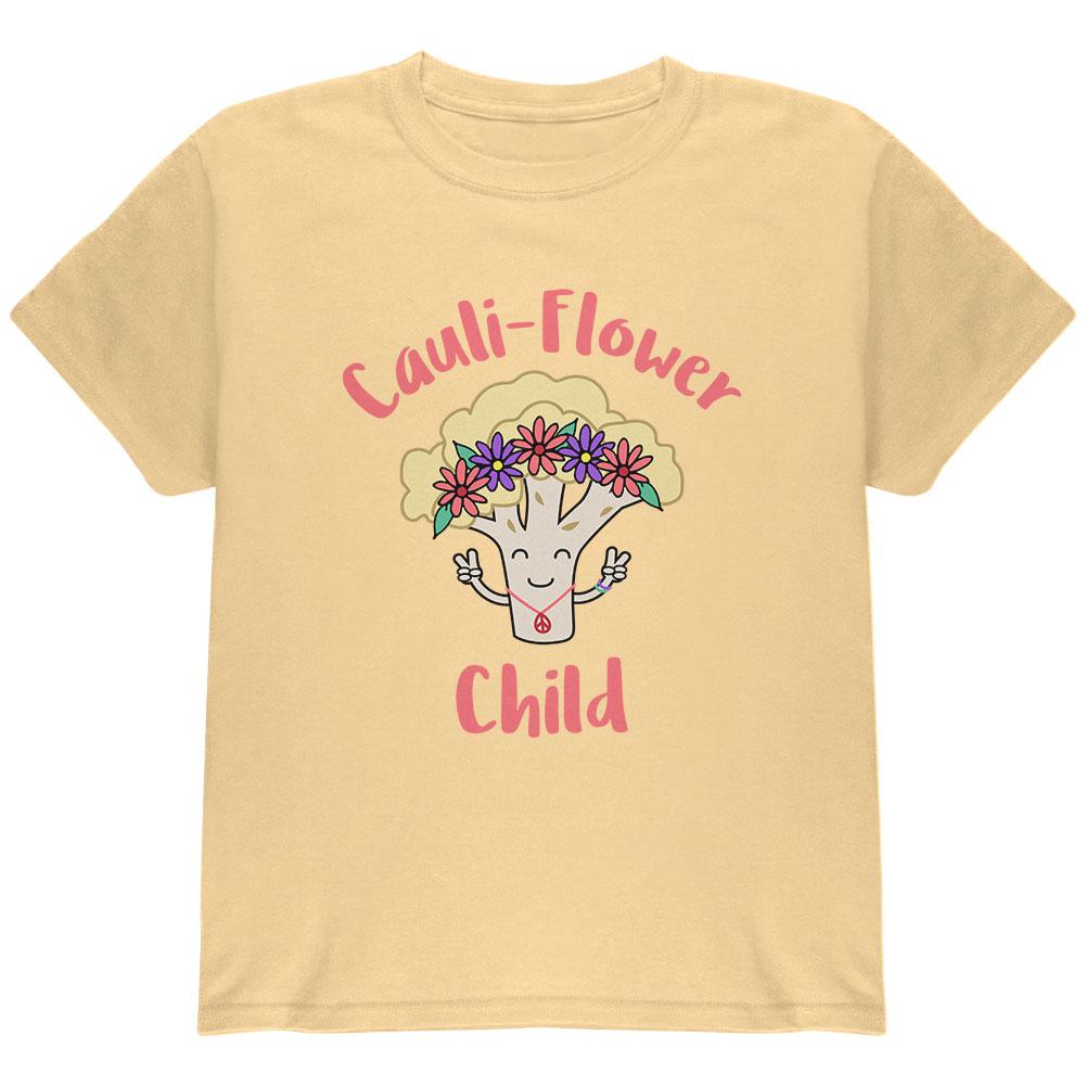 Vegetable Cauliflower Cauli-Flower Flower Child Funny Youth T Shirt Youth T-Shirts Old Glory LG Yellow Haze