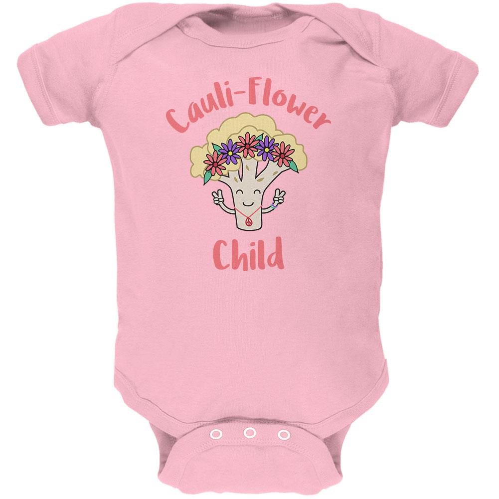 Vegetable Cauliflower Cauli-Flower Flower Child Funny Soft Baby One Piece Baby One Piece Old Glory 0-3M Light Pink