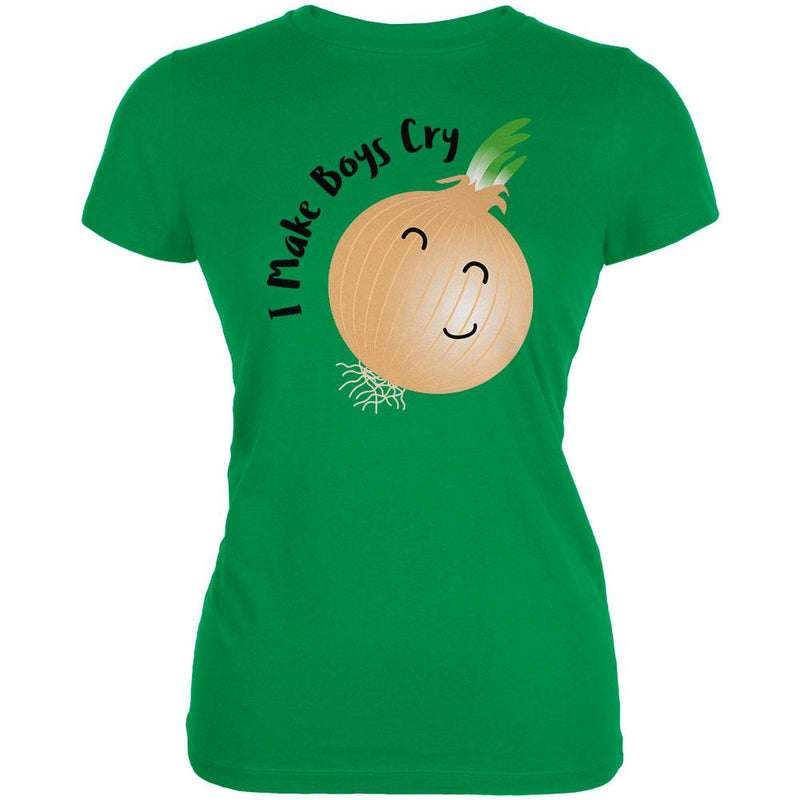 Vegetable Onion I Make Boys Cry Funny Juniors Soft T Shirt Juniors T-Shirts Old Glory 2XL Irish Green