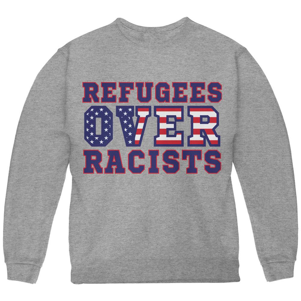Activist Refugees Over Racists America Youth Sweatshirt Youth Sweatshirts Old Glory LG Storm Grey