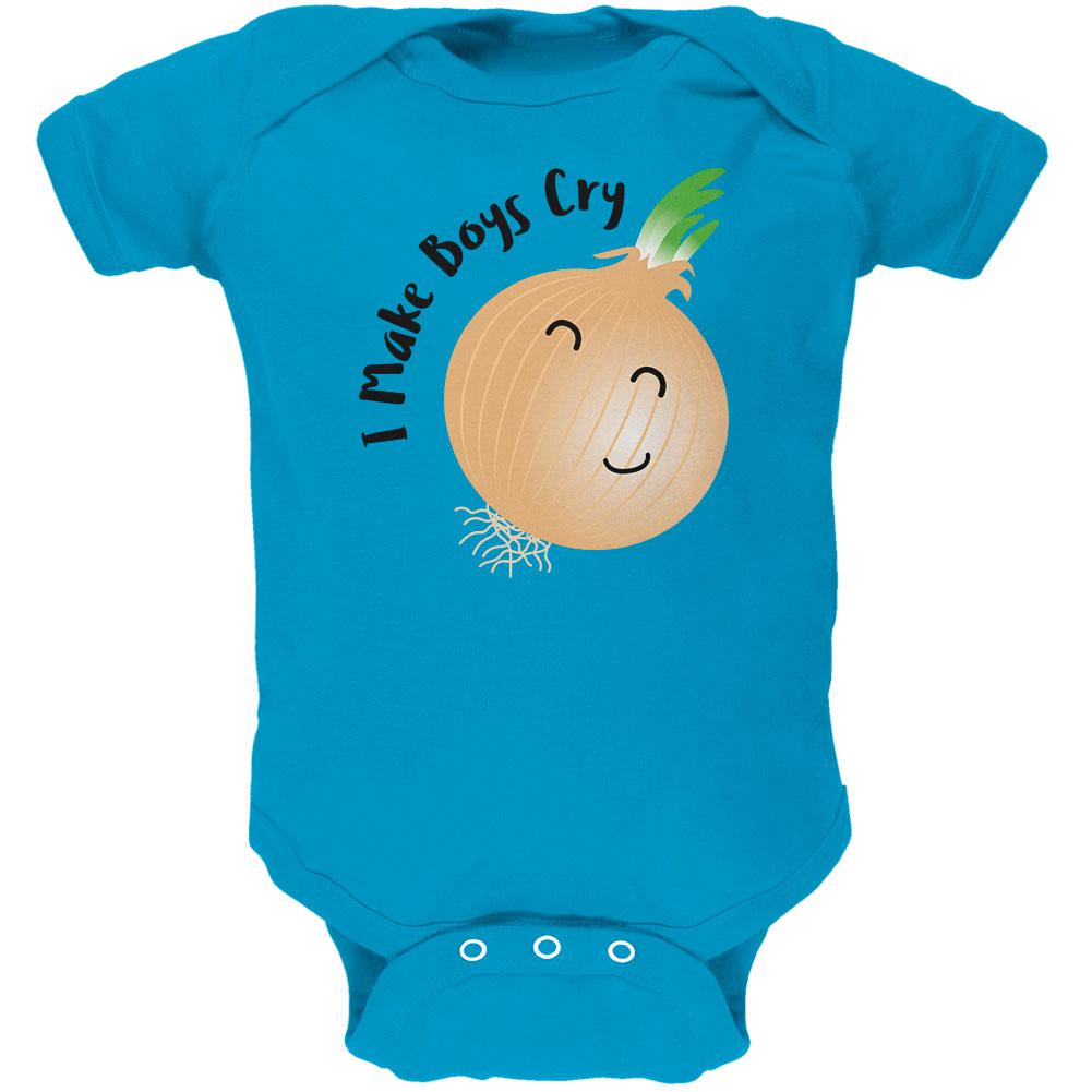 Vegetable Onion I Make Boys Cry Funny Soft Baby One Piece Baby One Piece Old Glory 0-3M Turquoise