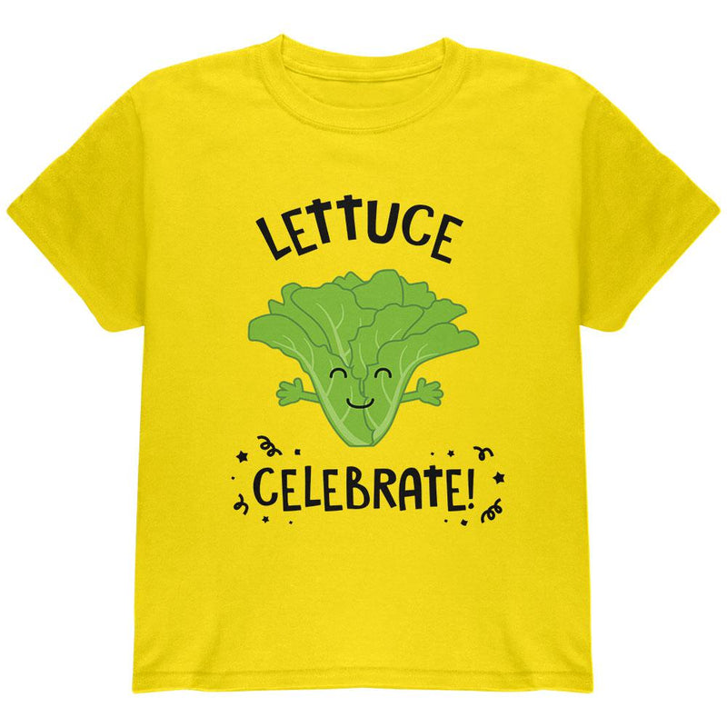 Vegetable Lettuce Let Us Celebrate Funny Youth T Shirt Youth T-Shirts Old Glory LG Yellow