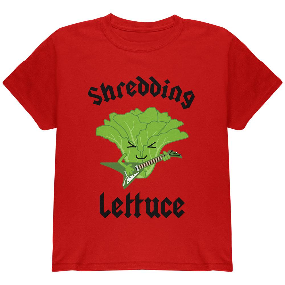 Vegetable Lettuce Shredding Heavy Metal Guitar Funny Youth T Shirt Youth T-Shirts Old Glory LG Red