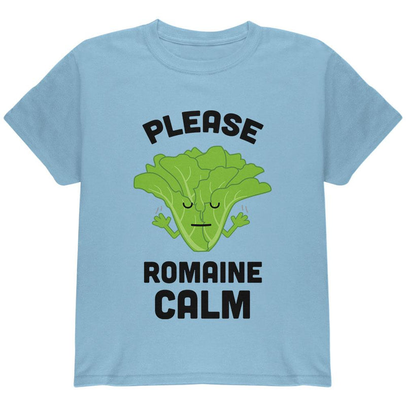 Vegetable Lettuce Please Romaine Remain Calm Funny Youth T Shirt Youth T-Shirts Old Glory LG Light Blue