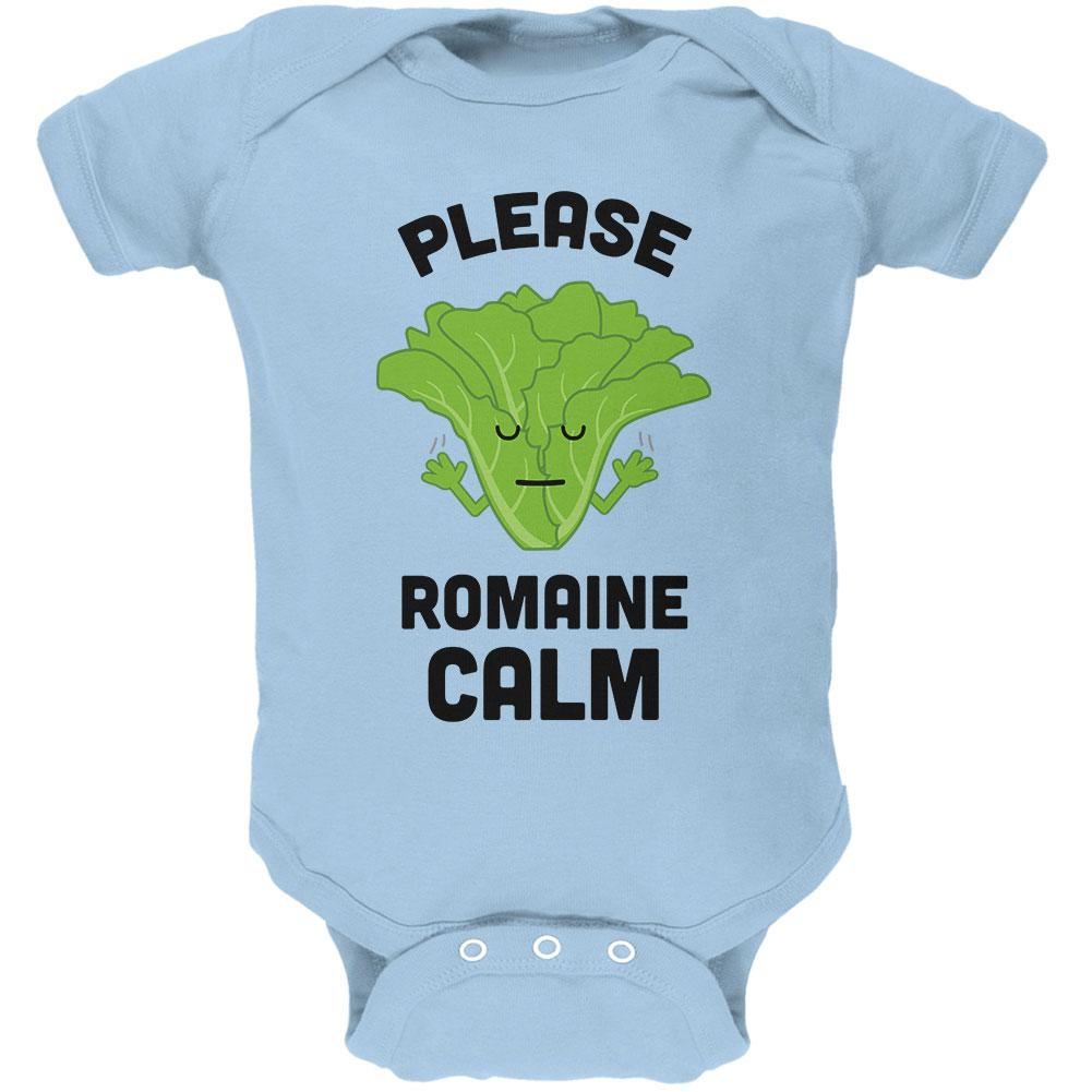 Vegetable Lettuce Please Romaine Remain Calm Funny Soft Baby One Piece Baby One Piece Old Glory 0-3M Light Blue