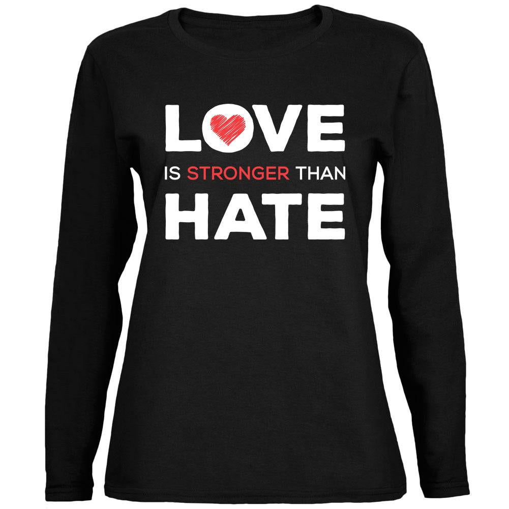 Activist Love is Stronger Than Hate World Peace Equality Ladies' Relaxed Jersey Long-Sleeve Tee Women's Long Sleeves Old Glory 2XL Black