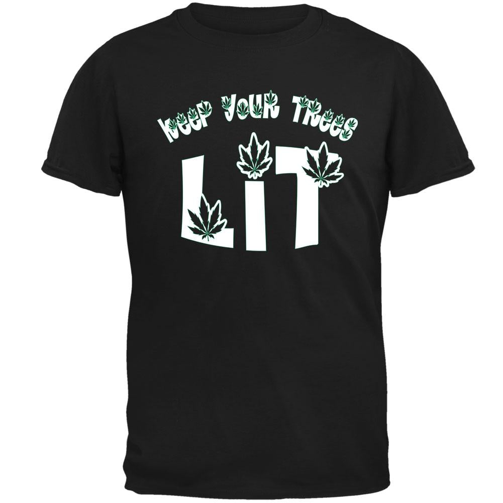 Marijuana Keep Your Trees Lit Mens T Shirt Men's T-Shirts Old Glory 2XL Black