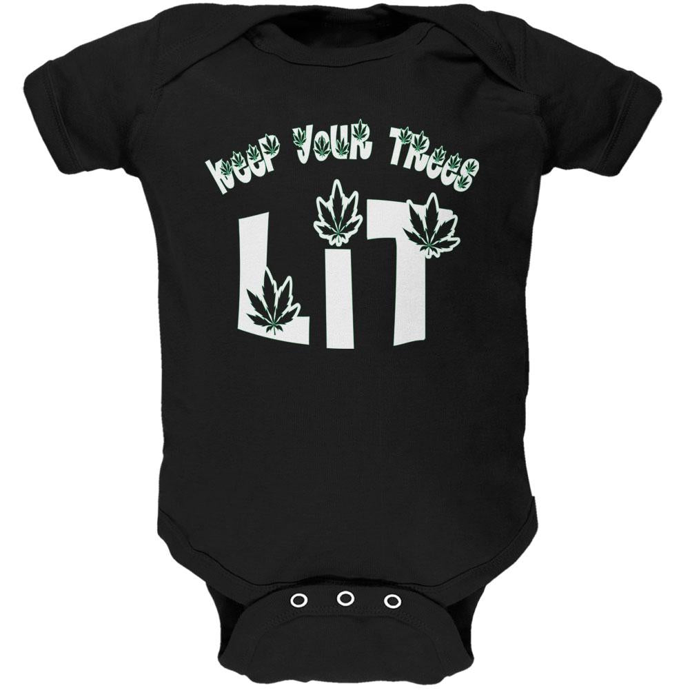 Marijuana Keep Your Trees Lit Soft Baby One Piece Baby One Piece Old Glory 0-3M Black