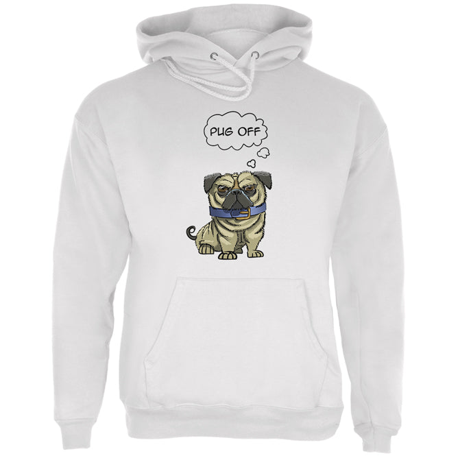 Pug Off Funny Dog Mens Hoodie Men's Hoodies Old Glory LG White
