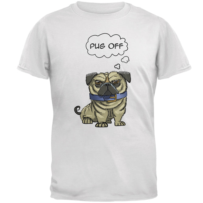 Pug Off Funny Dog Mens T Shirt Men's T-Shirts Old Glory 2XL White