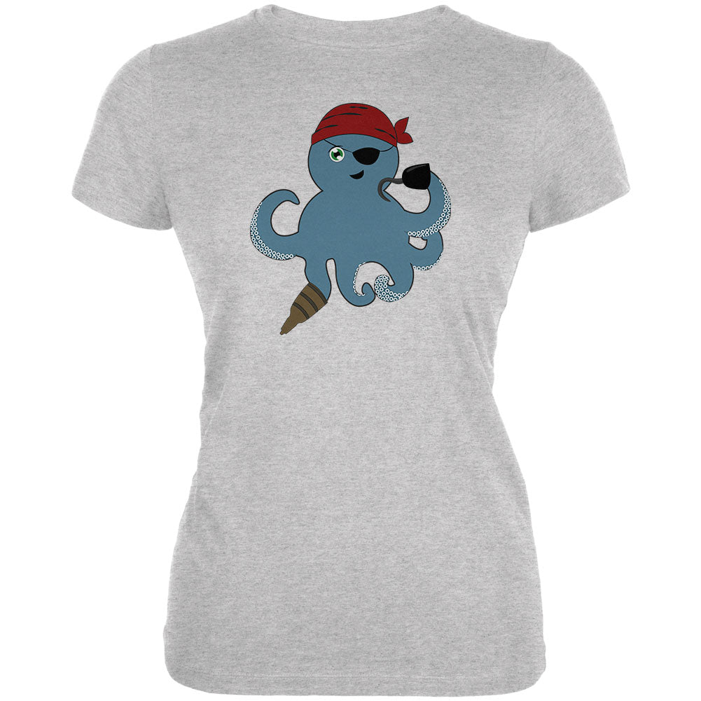 Cute Pirate Octopus Juniors Soft T Shirt Juniors T-Shirts Old Glory 2XL Heather