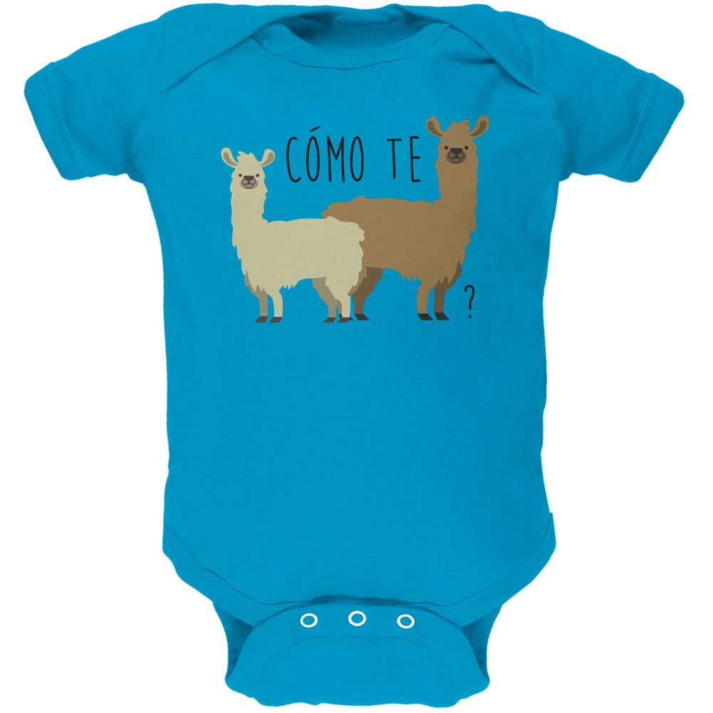 Como Te Llamas Funny Llama Pun Soft Baby One Piece Baby One Piece Old Glory 0-3M Turquoise
