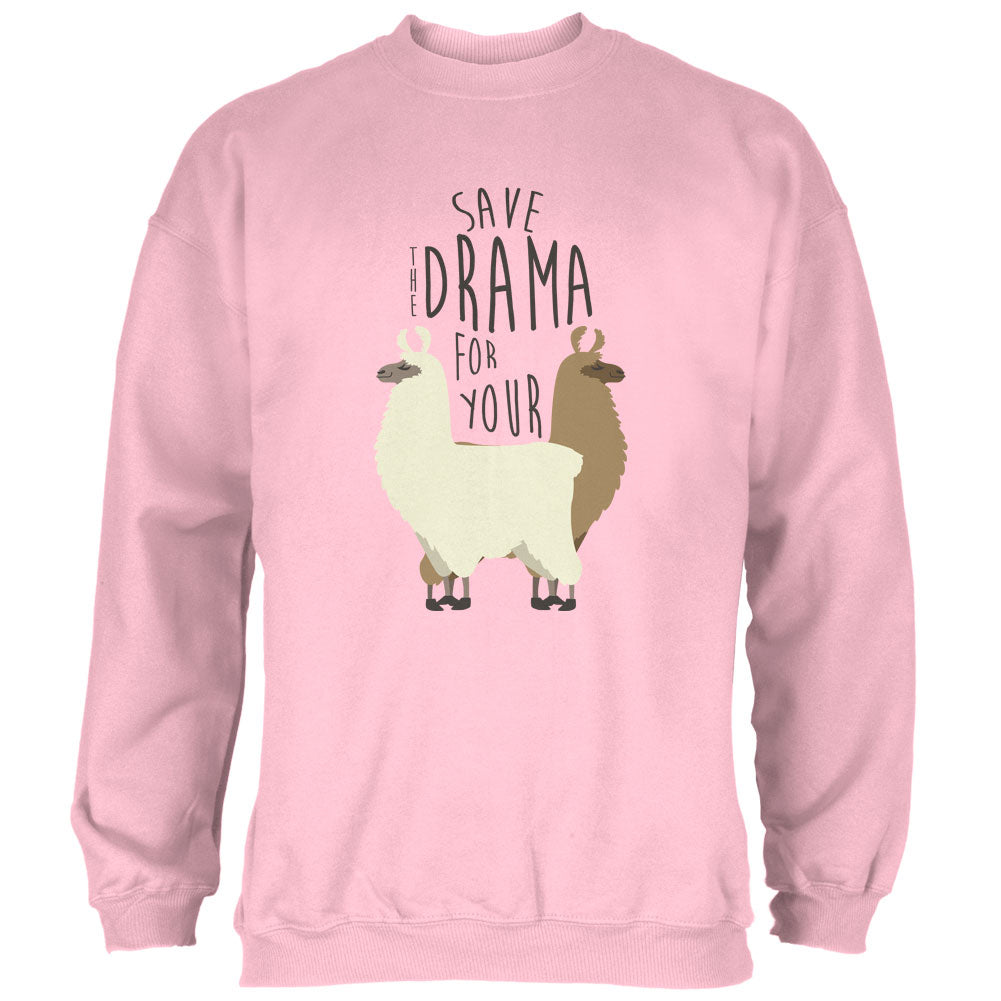 Save the Drama for Your Llama Pun Mens Sweatshirt Men's Sweatshirts Old Glory 2XL Light Pink