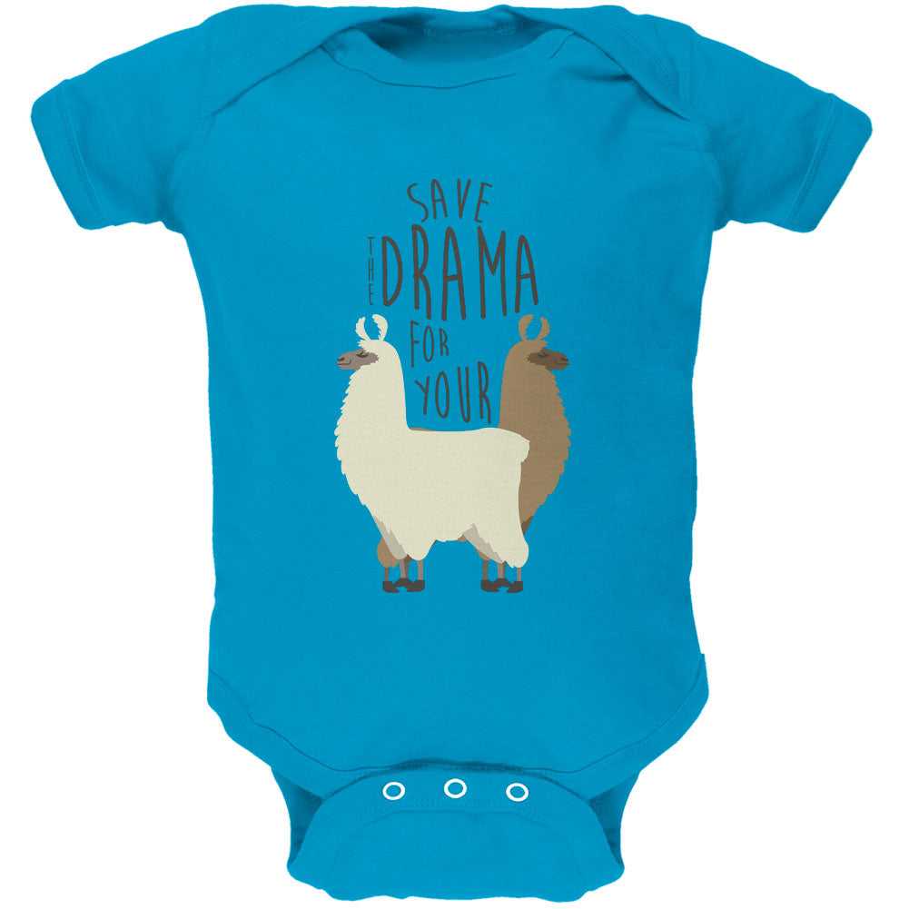 Save the Drama for Your Llama Pun Soft Baby One Piece Baby One Piece Old Glory 0-3M Turquoise