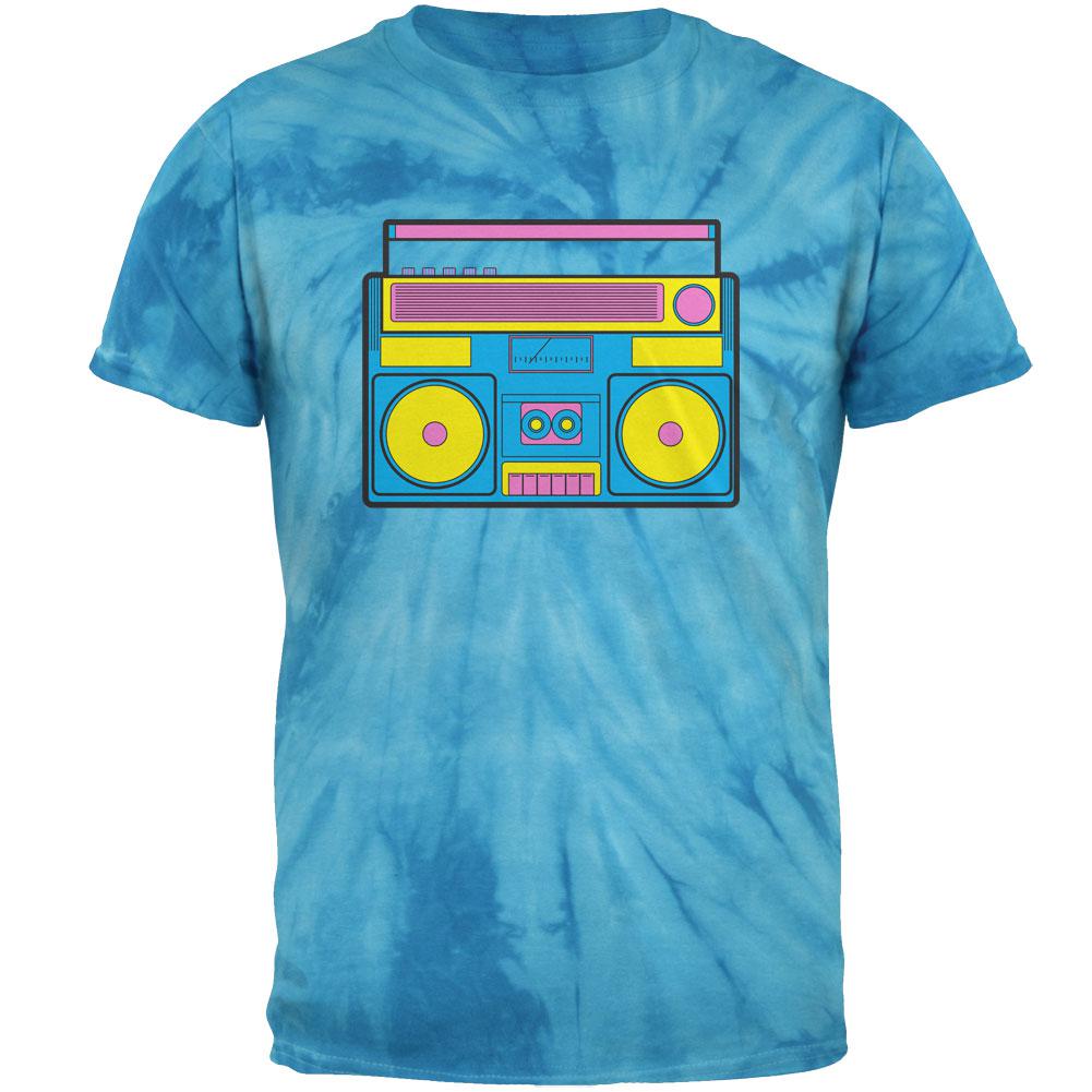 Blue Retro Boombox Stereo Mens T Shirt Men's T-Shirts Old Glory 2XL Pinwheel Blue Tie Dye