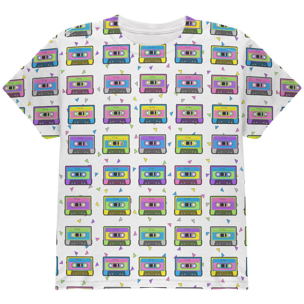 Retro Cassette Tape Pattern All Over Youth T Shirt Youth T-Shirts Old Glory LG Multi