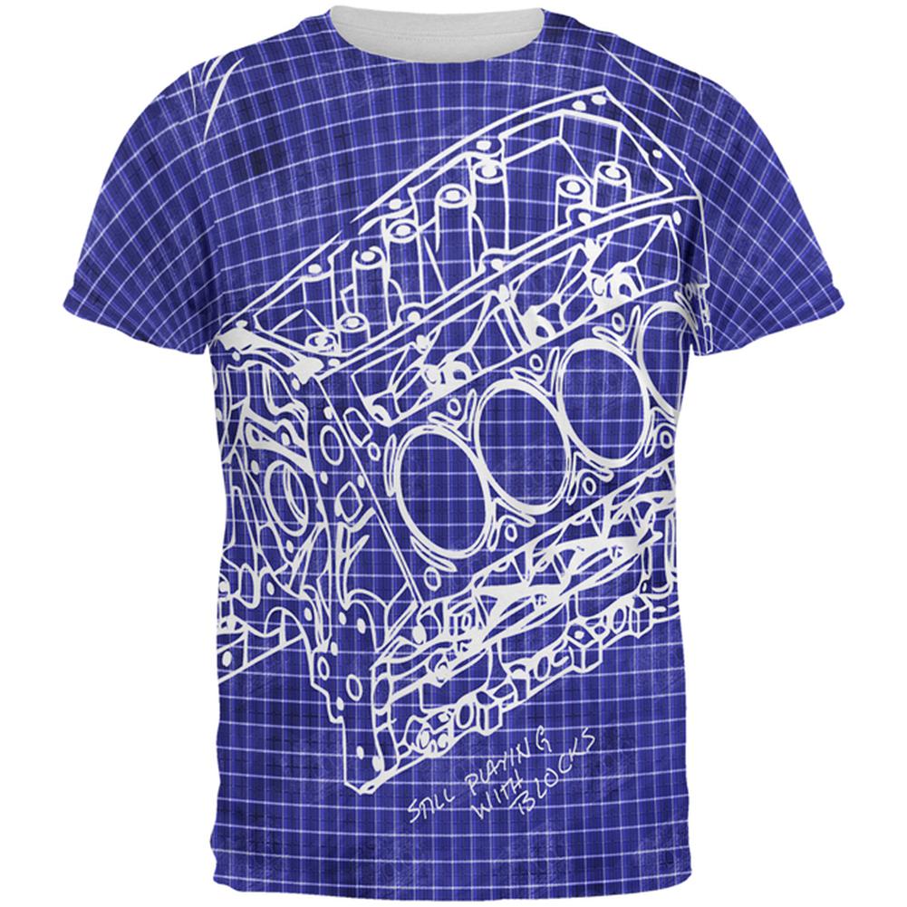 Mechanic Still Playing With Blocks All Over Mens T Shirt Men's T-Shirts Old Glory 2XL Multi