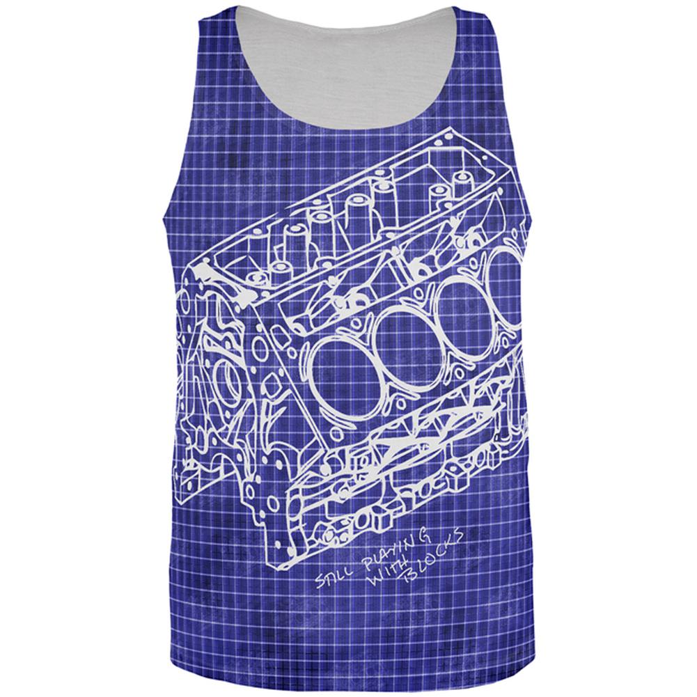 Mechanic Still Playing With Blocks All Over Mens Tank Top Men's Tank Tops Old Glory 2XL Multi