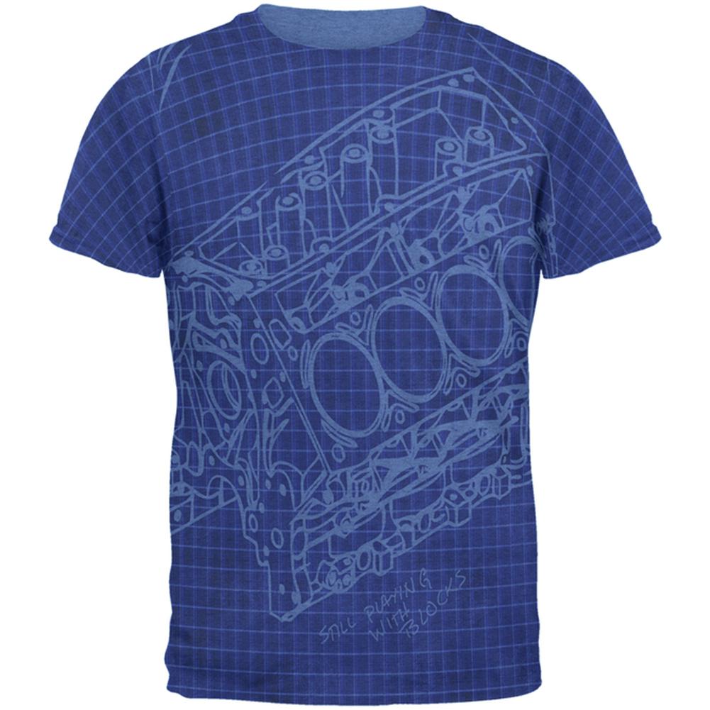 Mechanic Still Playing With Blocks Mens Soft T Shirt Men's T-Shirts Old Glory 2XL Heather Royal