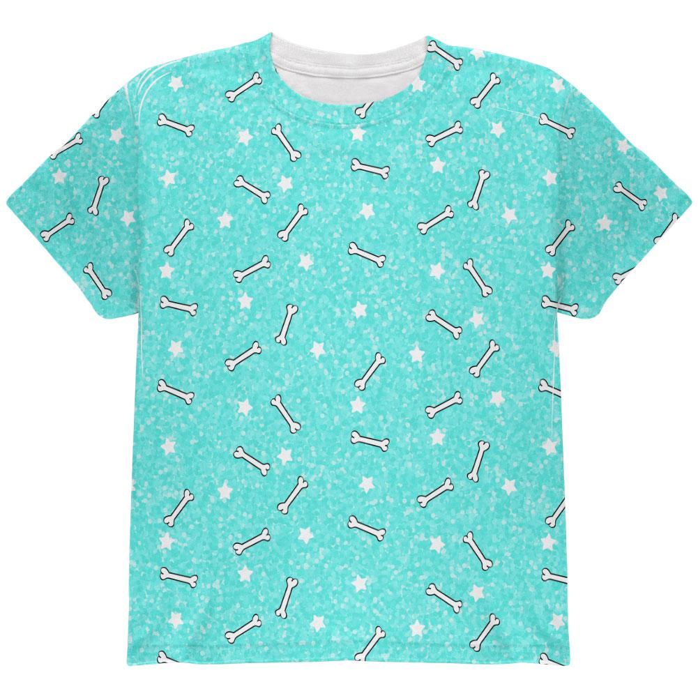 Bones and Stars Glitter Pattern All Over Youth T Shirt Youth T-Shirts Old Glory LG Multi