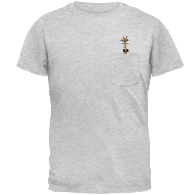 Giraffe Geek Pocket Pet Talk Nerdy To Me Mens Pocket T Shirt Men's T-Shirts Old Glory 2XL Light Heather Grey