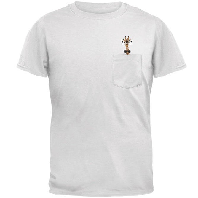 Giraffe Geek Pocket Pet Talk Nerdy To Me Mens Pocket T Shirt Men's T-Shirts Old Glory 2XL White