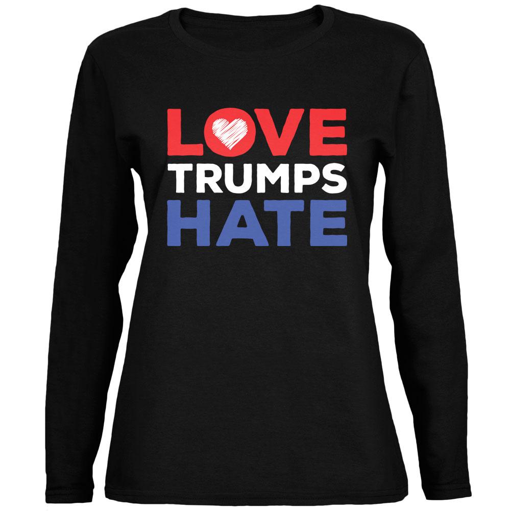 Activist Love Trumps Hate Ladies' Relaxed Jersey Long-Sleeve Tee Women's Long Sleeves Old Glory 2XL Black