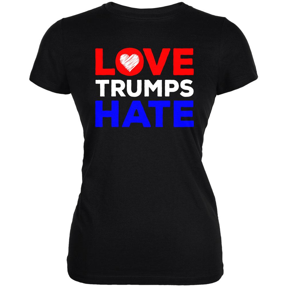 Activist Love Trumps Hate Juniors Soft T Shirt Juniors T-Shirts Old Glory 2XL Black