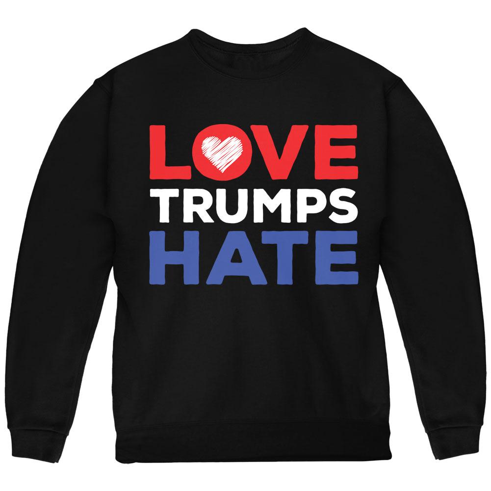 Activist Love Trumps Hate Youth Sweatshirt Youth Sweatshirts Old Glory LG Black