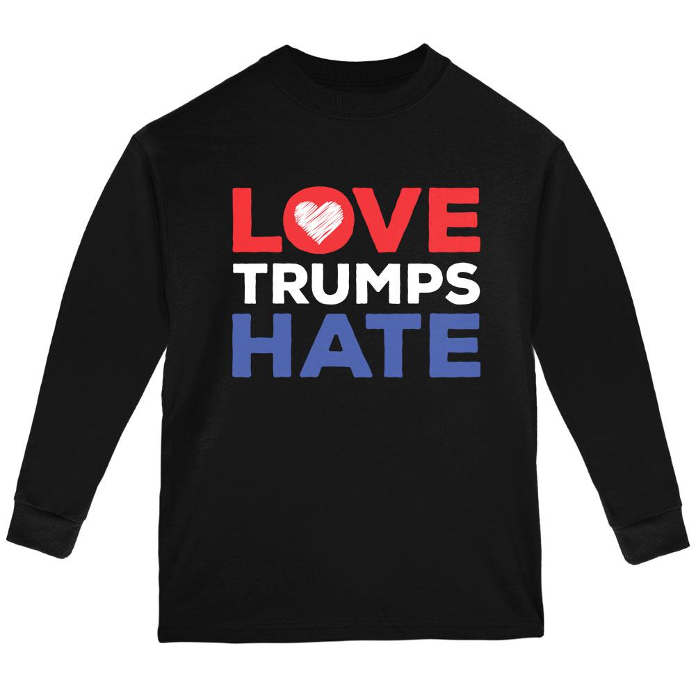 Activist Love Trumps Hate Youth Long Sleeve T Shirt Youth Long Sleeves Old Glory LG Black