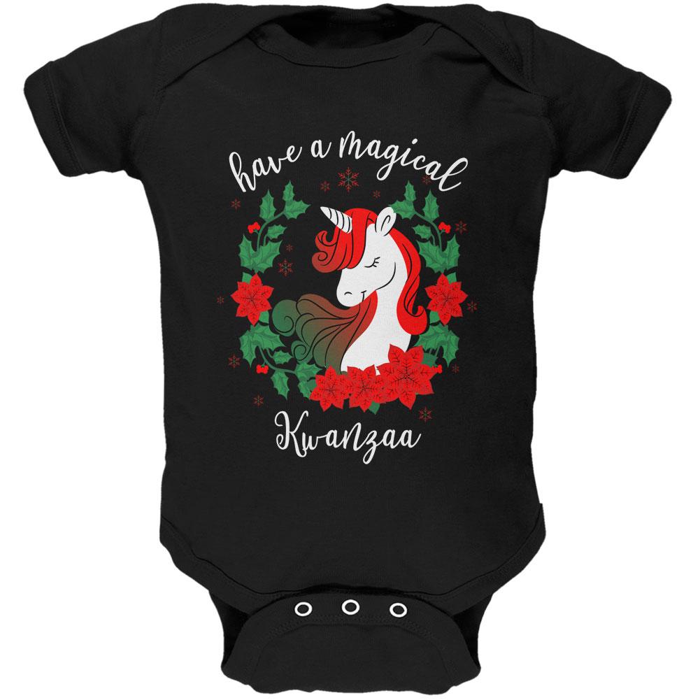 Have a Magical Kwanzaa Unicorn Soft Baby One Piece Baby One Piece Old Glory 0-3M Black
