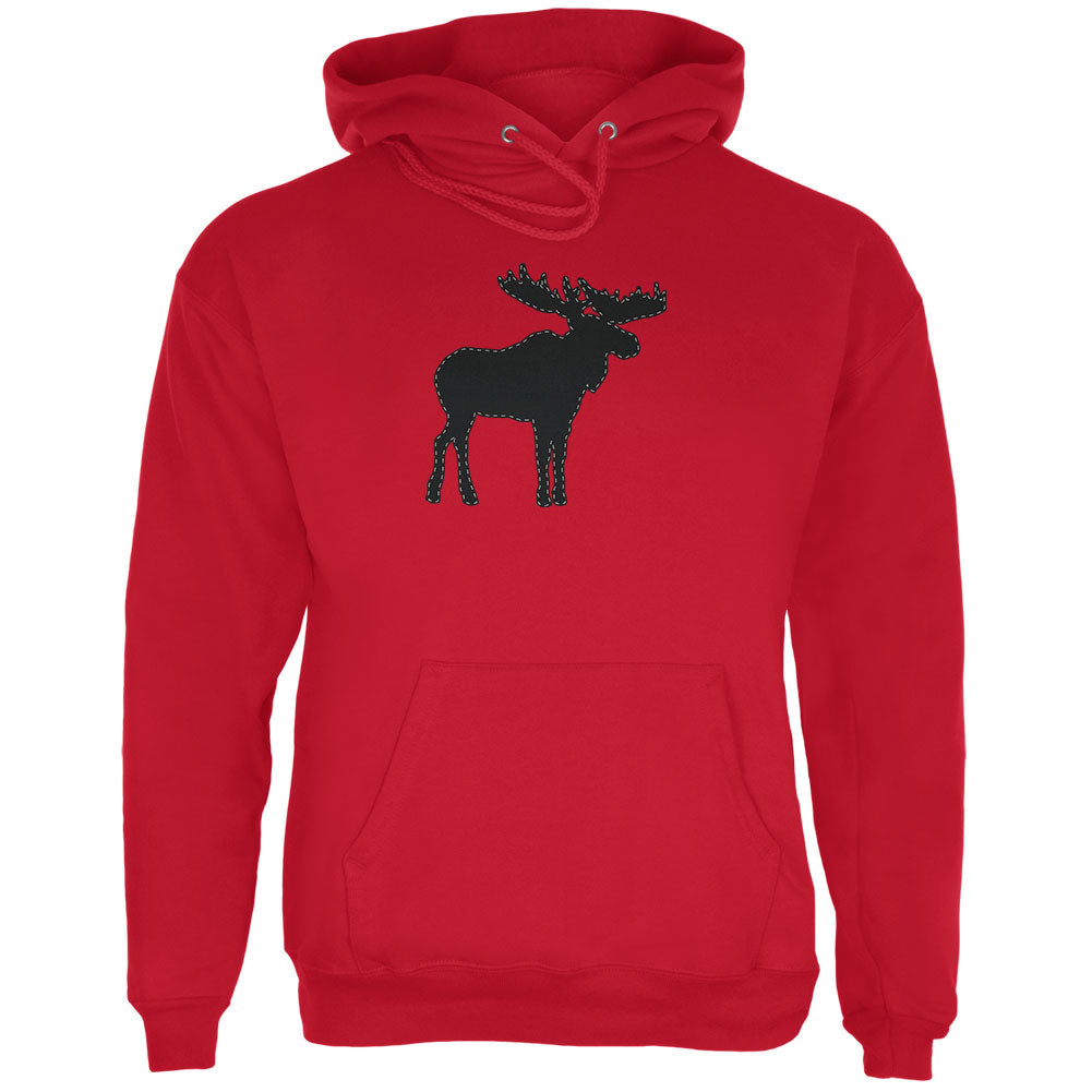 Moose Faux Stitched Mens Hoodie Men's Hoodies Old Glory 2XL Red