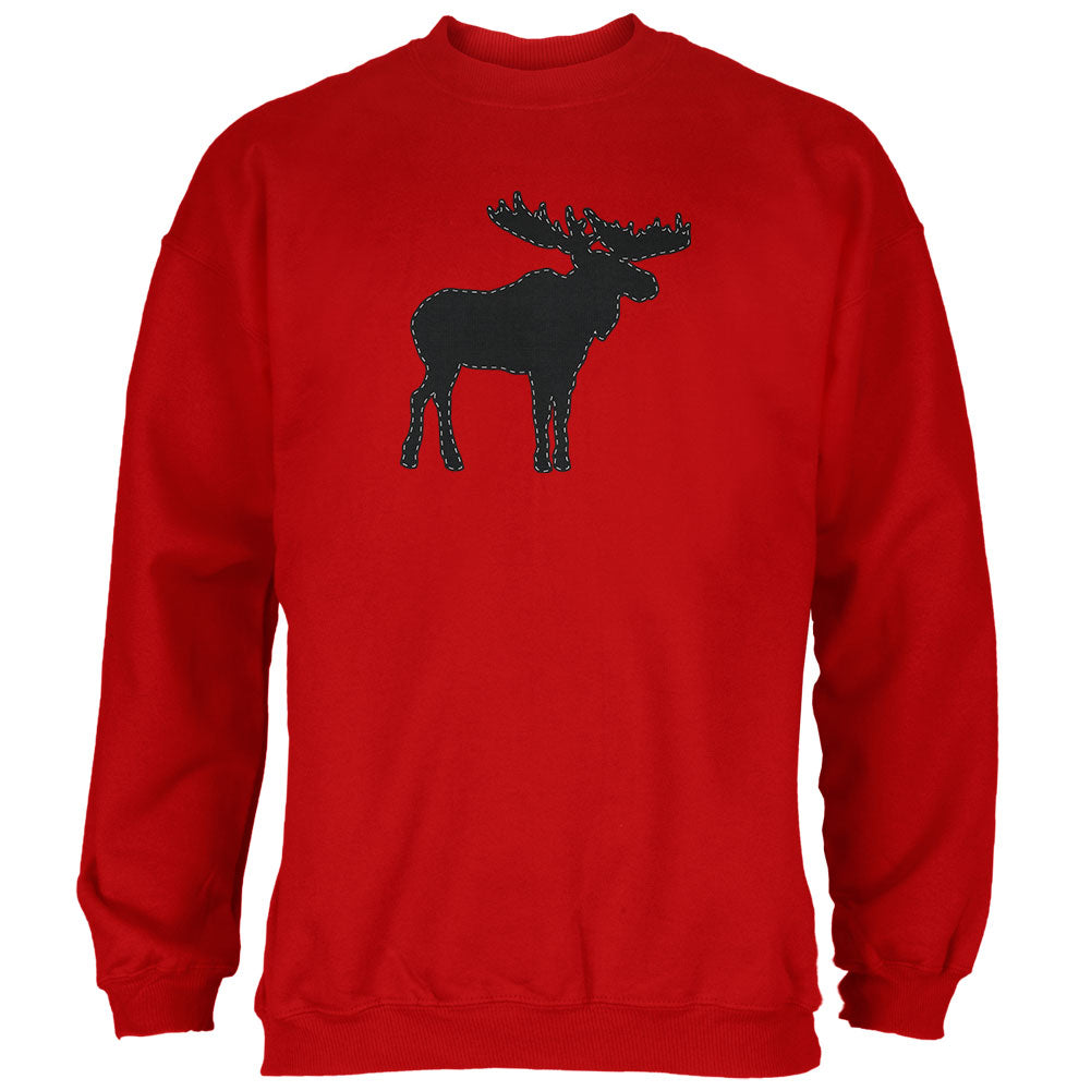 Moose Faux Stitched Mens Sweatshirt Men's Sweatshirts Old Glory 2XL Red