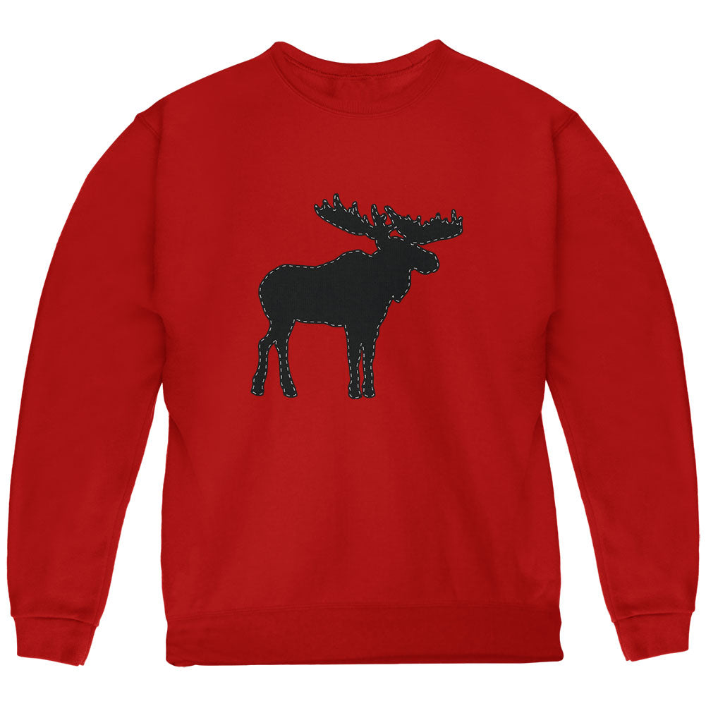 Moose Faux Stitched Youth Sweatshirt Youth Sweatshirts Old Glory YLG Red