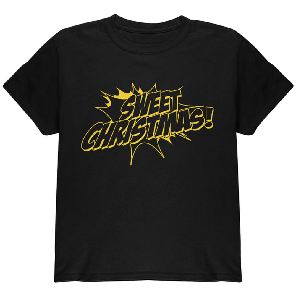 Sweet Christmas Comic Book Word Balloon Youth T Shirt Youth T-Shirts Old Glory LG Black