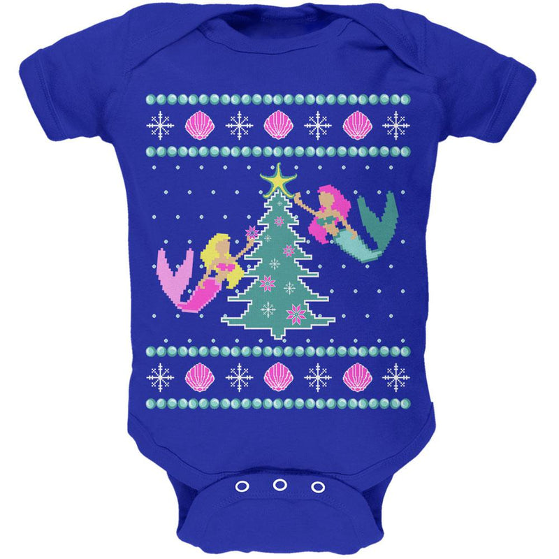 Mermaid Tree Ugly Christmas Sweater Soft Baby One Piece Baby One Piece Old Glory 0-3M Royal