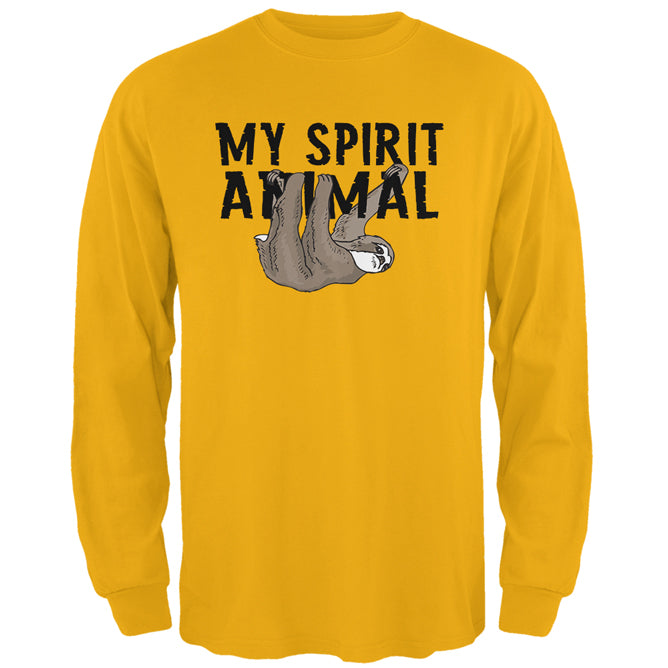 Sloth My Spirit Animal Mens Long Sleeve T Shirt Men's Long Sleeves Old Glory 2XL Gold