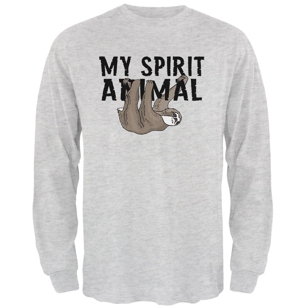 Sloth My Spirit Animal Mens Long Sleeve T Shirt Men's Long Sleeves Old Glory 2XL Light Heather Grey